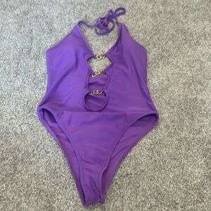 Purple cutout swimsuit
